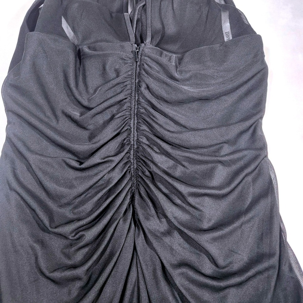 David's Bridal Cocktail Dress Womens 14 Black Polyester Ruched Halter F15612 - Picture 12 of 15